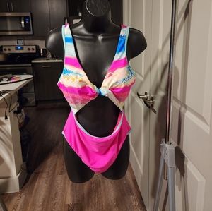 Multi-colored one piece swimsuit